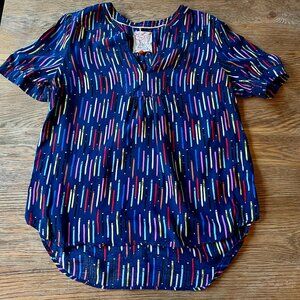 Anthropologie Conversations Pencil Print Top High-Low Hem – Size M